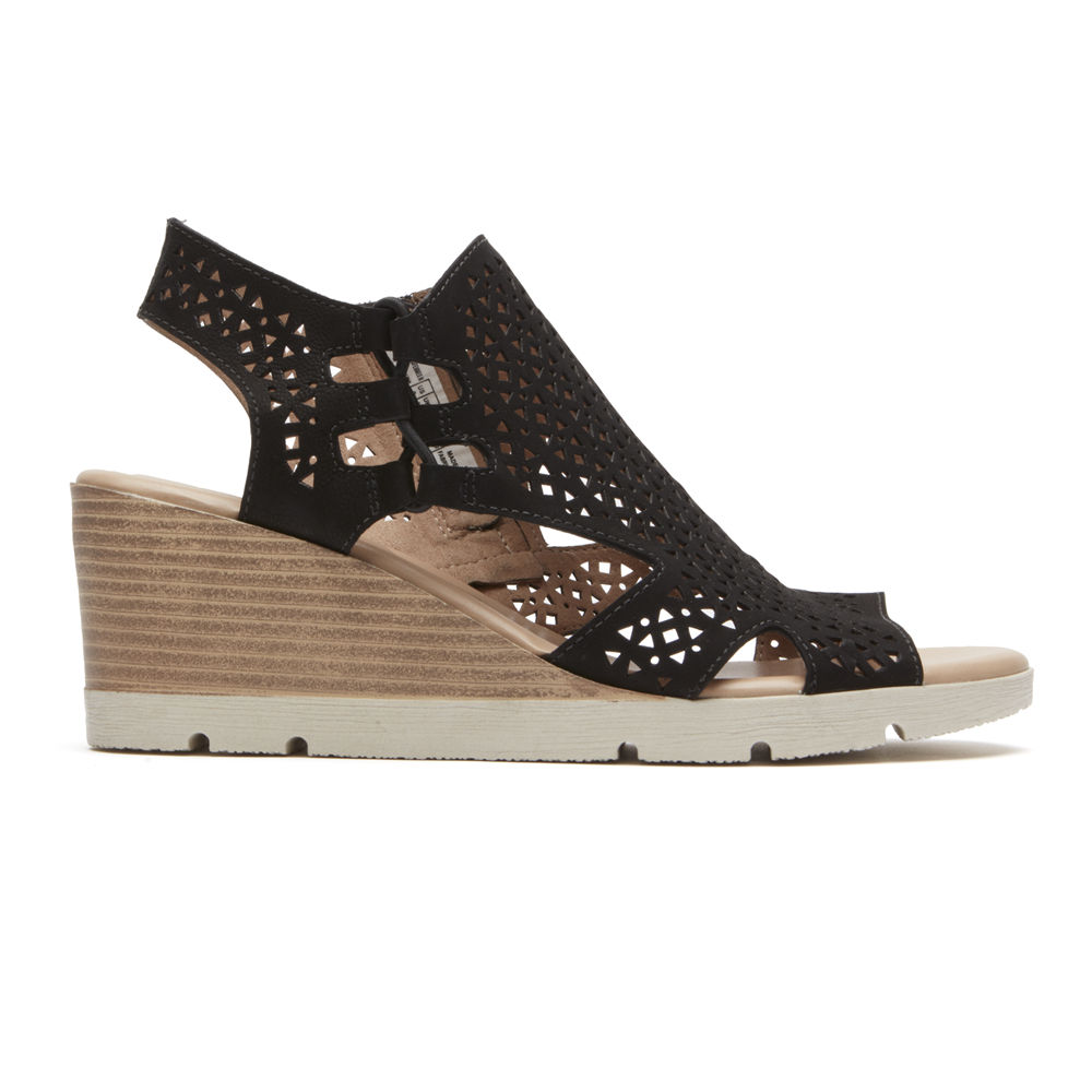 Sandalias Rockport Mujer Mexico - Hadley Bungee Negros - NFCDZ1302